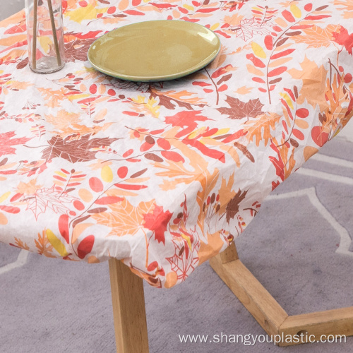 printed peva tablecloth cover with flannel back